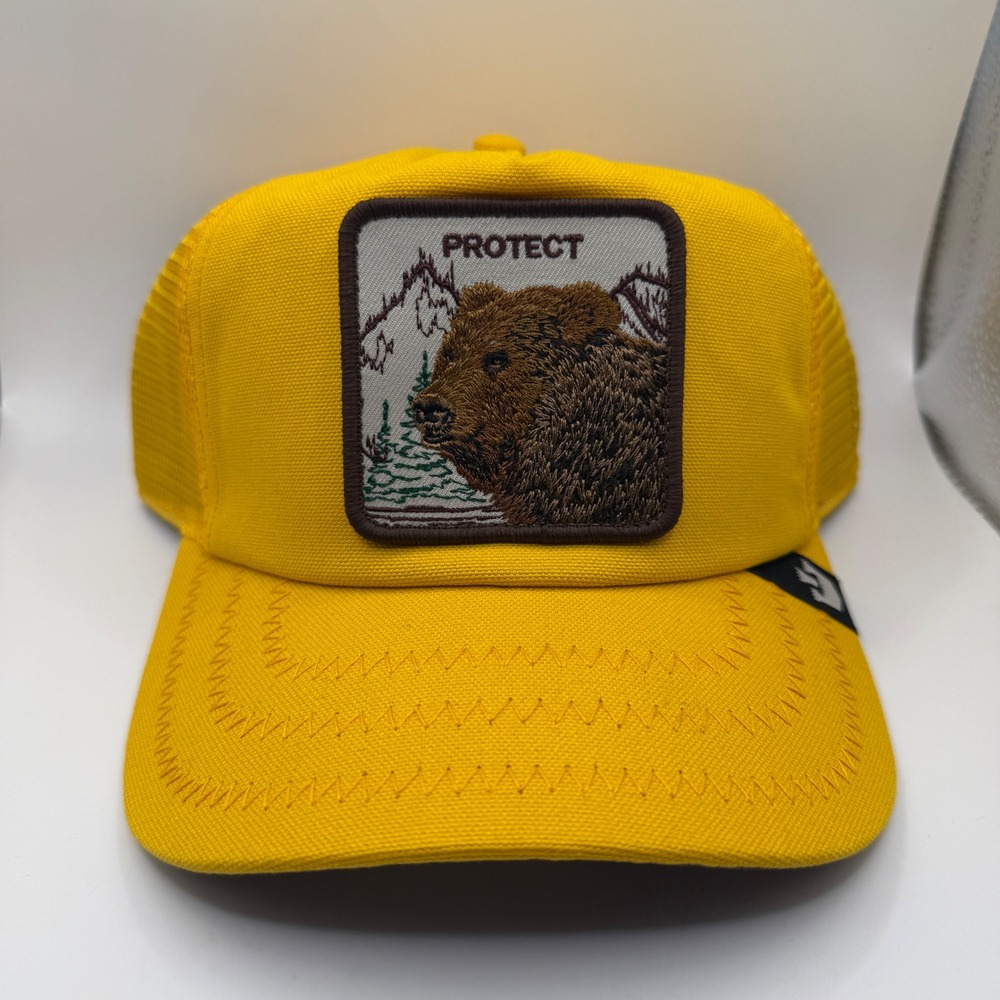 Goorin Bros The Farm Safeguard Trucker Hat Gold Yellow Bear Patch 101-2118 NWT